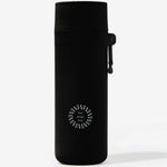 Plant Based Water Bottle in black, showing logo placement