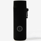Plant Based Water Bottle in black, showing logo placement