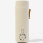 Plant Based Water Bottle in oat, showing logo placement