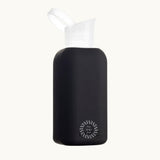 Reusable Glass Bottle 800ml in black, showing logo placement