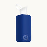 Reusable Glass Bottle 800ml in navy blue, showing logo placement