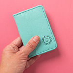 Branded swag leather card wallet with RFID for brand activations