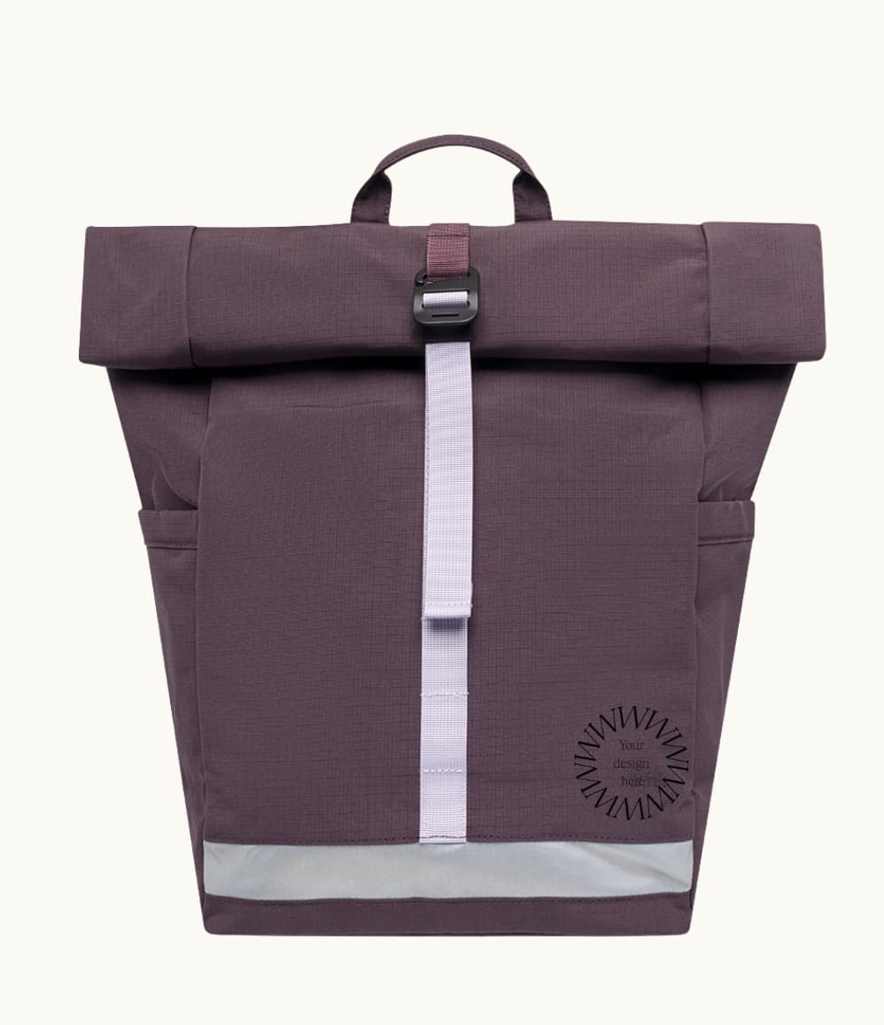 Roll Top Backpack 19L in maroon, showing logo placement