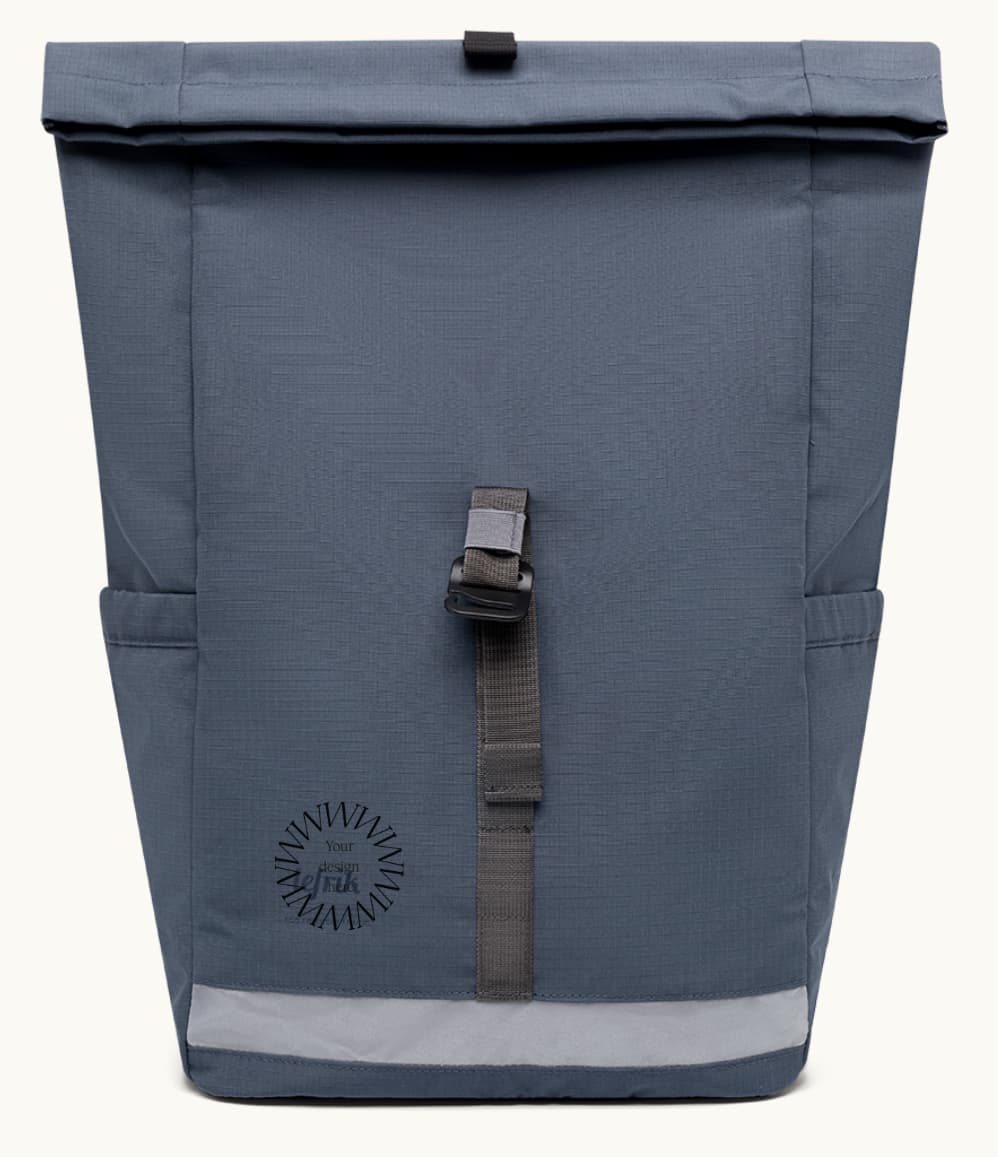 Roll Top Backpack 19L, open, showing side pockets 