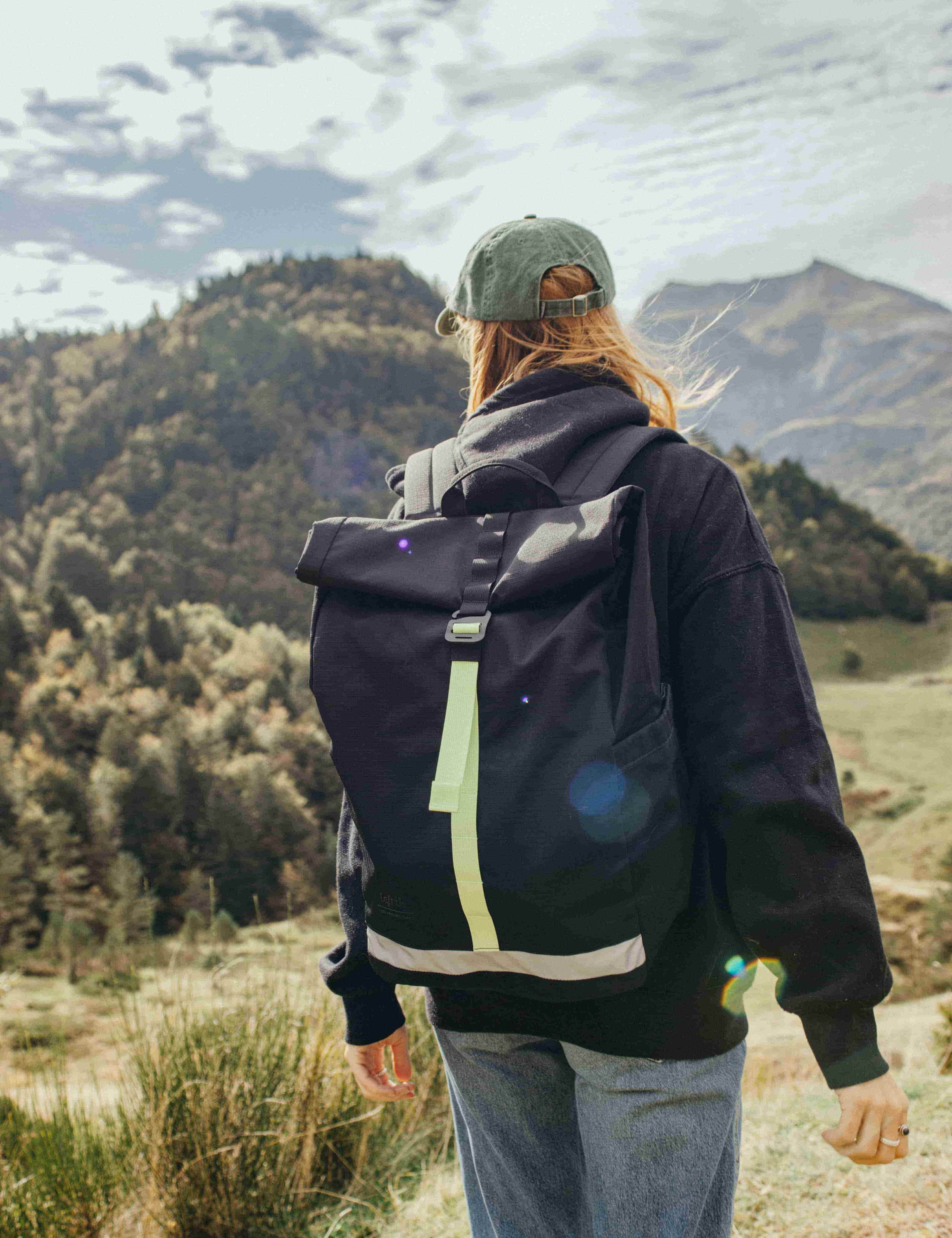 Roll Top Backpack 19L, worn outdoors