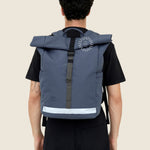 Roll Top Backpack 19L in slate blue, worn