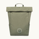 Vegan Roll-Top Backpack 21L in olive green, front