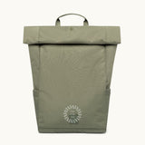 Vegan Roll-Top Backpack 21L in olive green, front