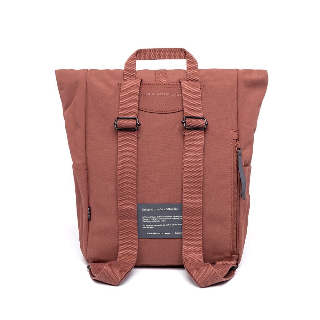 Roll-Top Mini Backpack 9L in clay, back