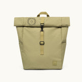 Roll-Top Mini Backpack 9L in sage, showing logo placement
