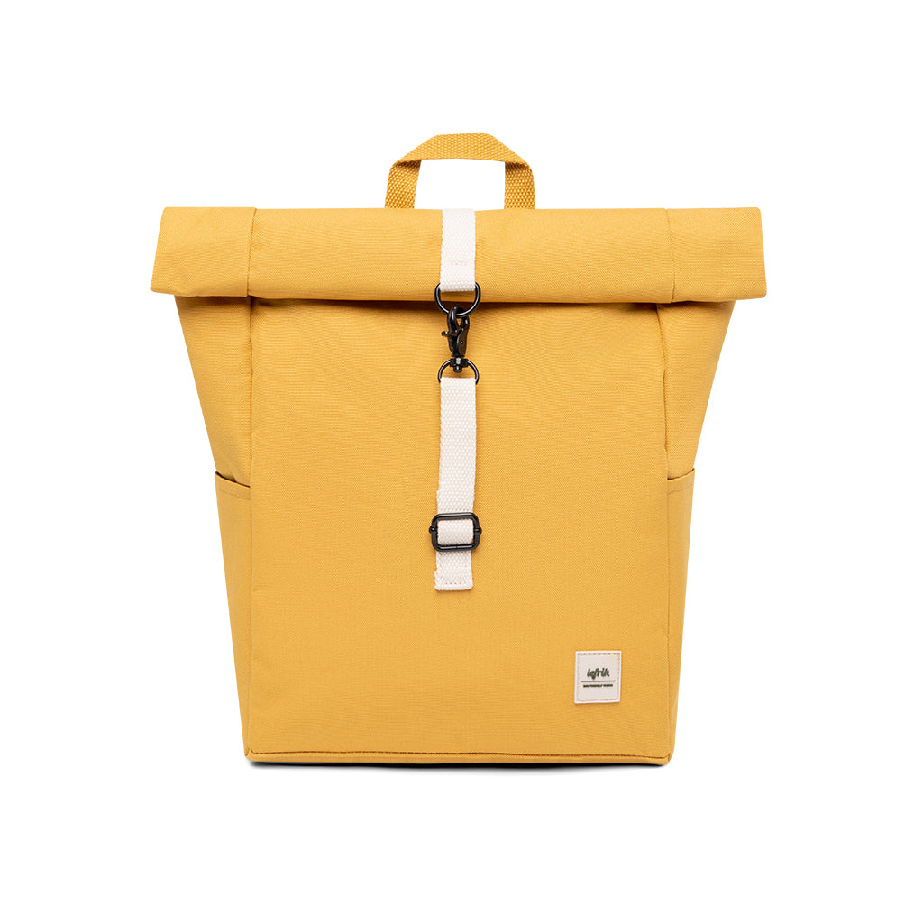 Vegan roll top backpack 9L yellow recycled PET corporate gifting