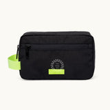 rPET Washbag in black, showing logo placement