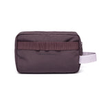 Back view of vegan water resistant toiletry bag, sustainable eco swag for corporate gifting.