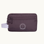 rPET Washbag in maroon, showing logo placement