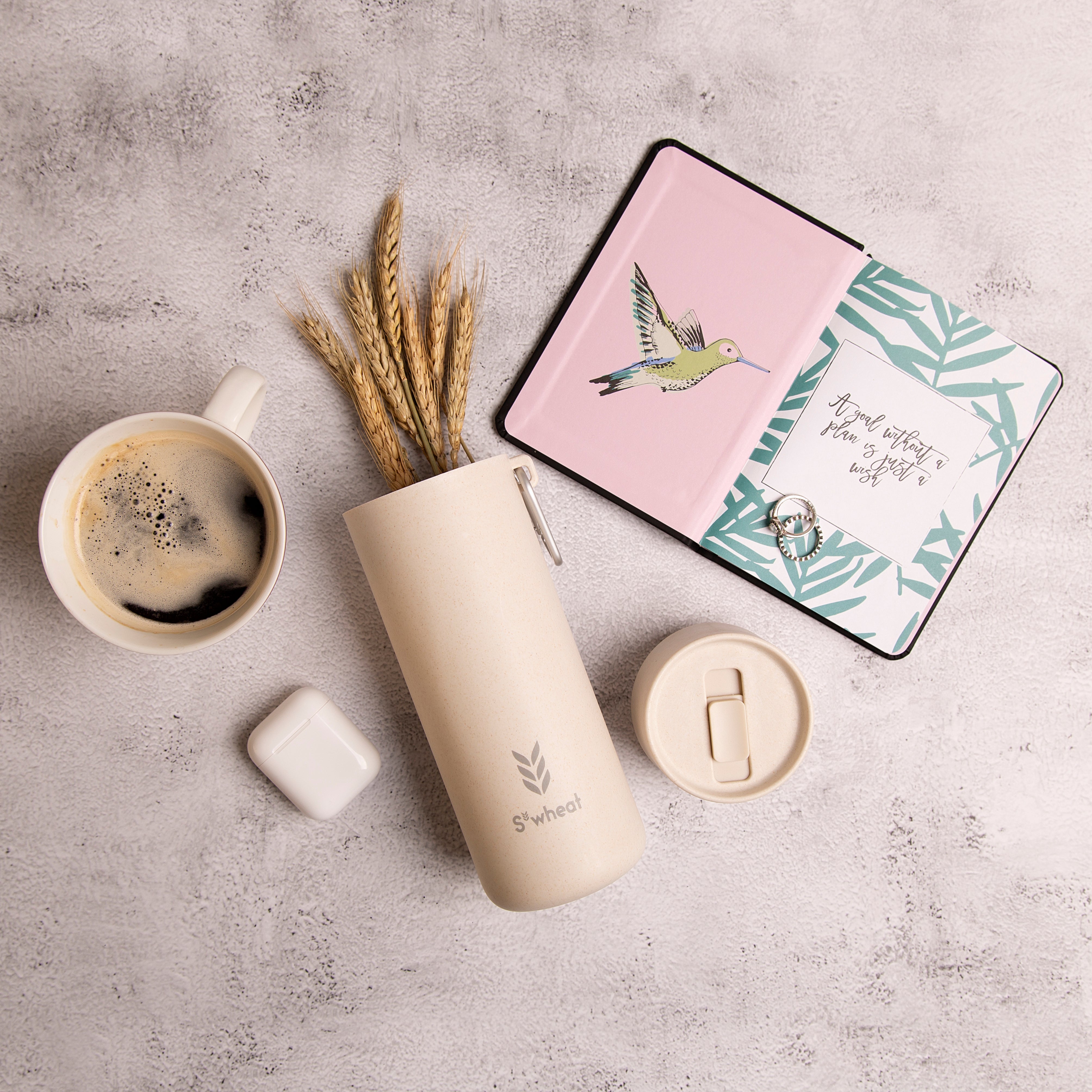 Plant-based water bottle, ideal for sustainable corporate gifting and branded merch