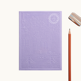 Debossed San Francisco notebook in lavender, sustainable branded merchandise
