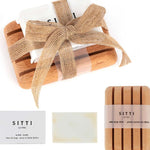 Sitti soap bars with handmade olive wood dishes