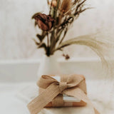 Sitti olive oil soap and olive wood dish gift set wrapped with ribbon