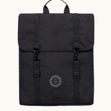 Water Resistant Slim Backpack 12L in black, front, showing logo placement