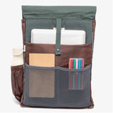 Water Resistant Slim Backpack 12L in laurel, inside, showing logo placement