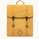Water Resistant Slim Backpack 12L in mustard, front, showing logo placement