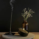 Sombrero-inspired candle and incense holder in aluminium, relaxation gift