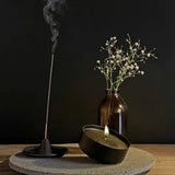 Sombrero-inspired candle and incense holder in aluminium, relaxation gift