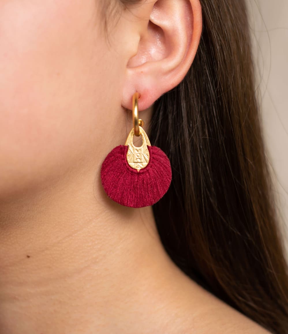 Burgundy tassel gold hoop earrings for VIP premium corporate gifting and brand activations 