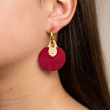 Burgundy tassel gold hoop earrings for VIP premium corporate gifting and brand activations 