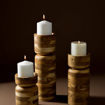 Teak wooden candle holder set handcrafted Guatemala luxury corporate gift VIP clients UK