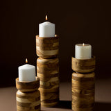 Teak wooden candle holder set handcrafted Guatemala luxury corporate gift VIP clients UK