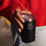 Thermal Cold Cup in black, showing logo placement