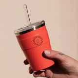 Thermal Cold Cup in coral, showing logo placement