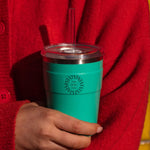 Thermal Cold Cup in green, showing logo placement
