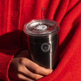 Thermal Cold Cup in silver, showing logo placement