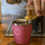 Thermal Travel Coffee Cup in blush pink, showing logo placement