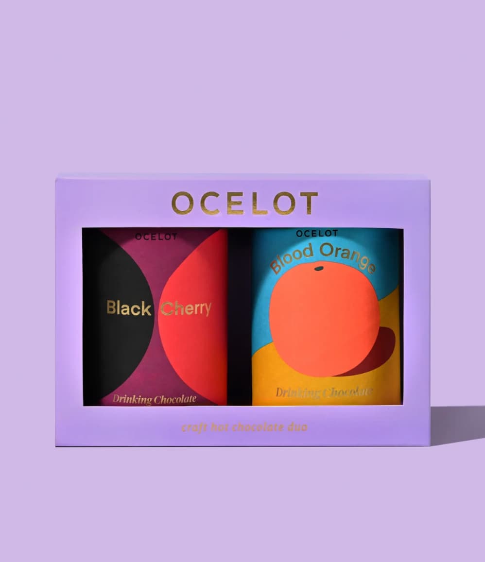 Organic drinking chocolate duo gift set, a Christmas employee appreciation gift