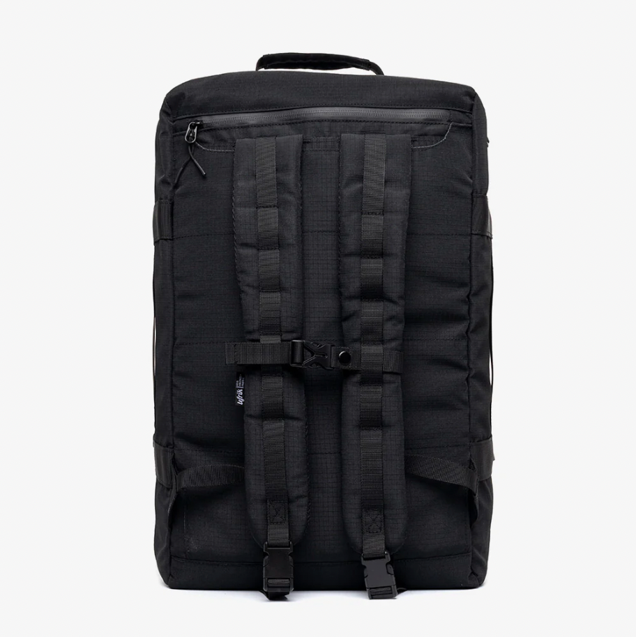 ravel Backpack 30L Black back view made from recycled PET, water resistant sustainable premium personalised merchandise
