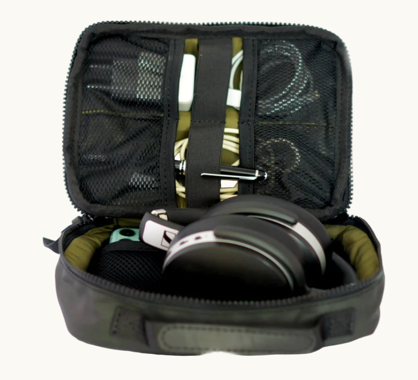 Inside view of handcrafted travel organiser made from recycled tyre inner tubes