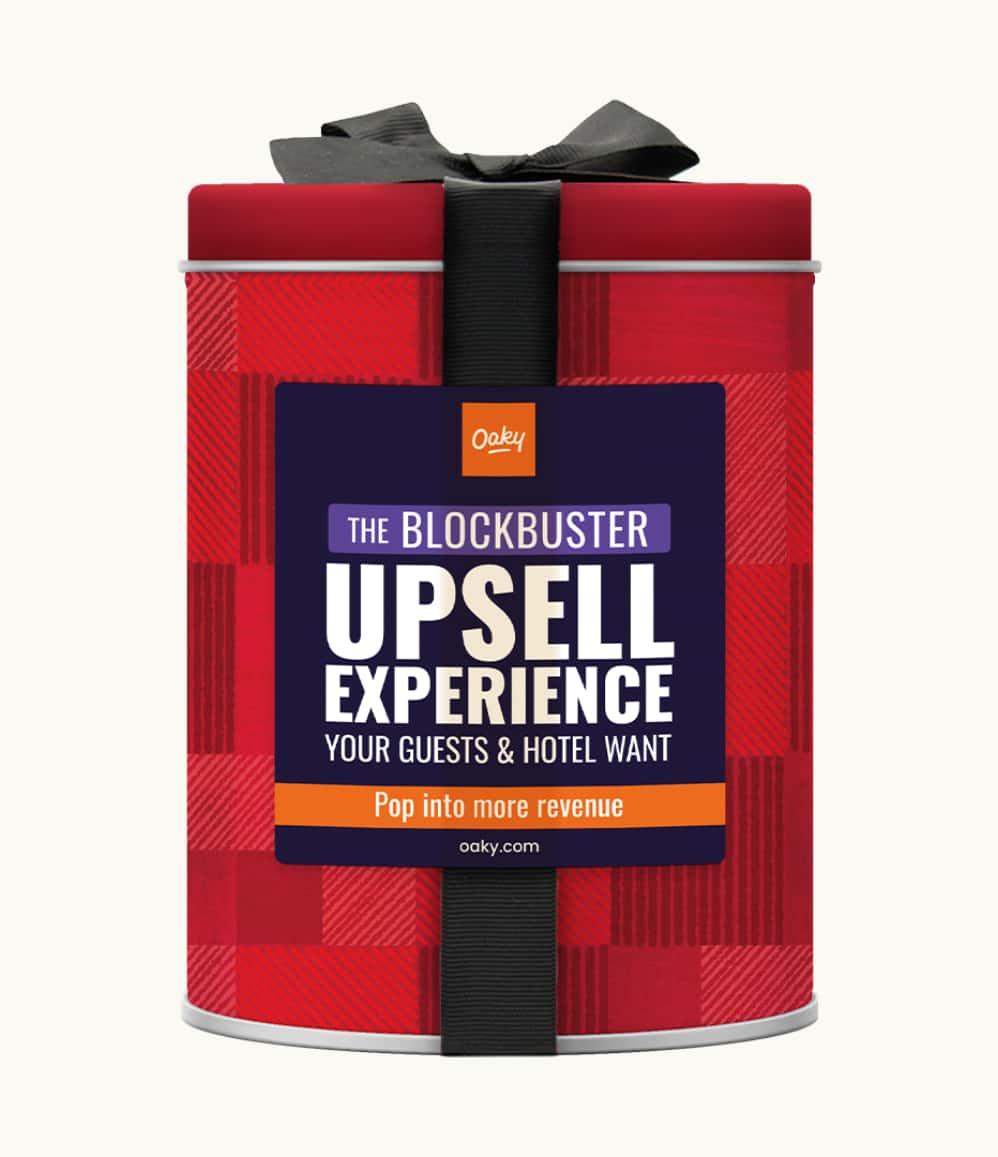 Travel Size Popcorn Tin, gingerbread flavour, shown with a bespoke client branding example