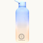Tritan Water Bottle in Light Blue & Peach, showing logo placement