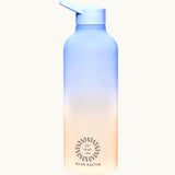 Tritan Water Bottle in Light Blue & Peach, showing logo placement
