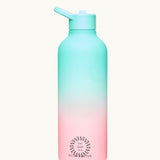 Tritan Water Bottle in Mint & Pink, showing logo placement