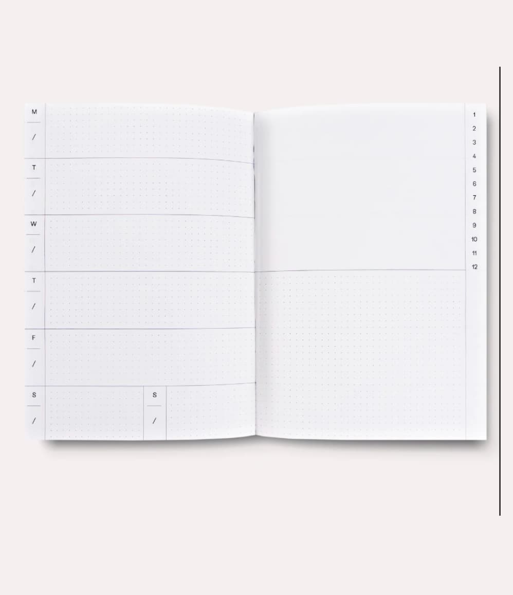 Undated Weekly Planner, open to the weekly layout