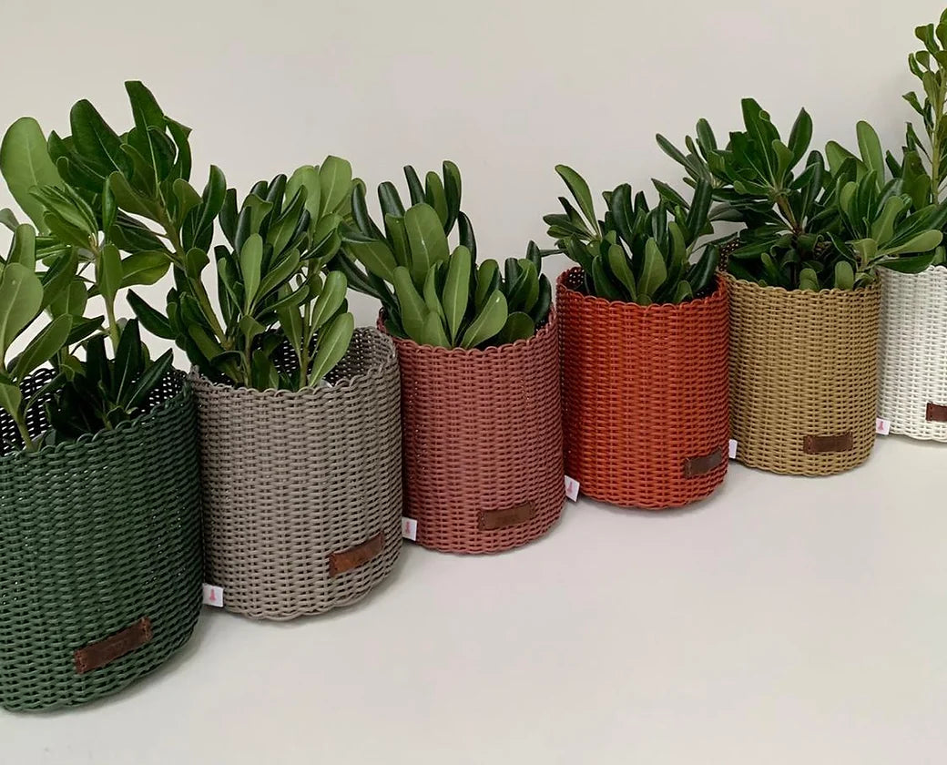 Colourful upcycled mini planters for sustainable event giveaways and client gifts
