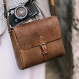 Vegan leather hand-stitched satchel for corporate gifting