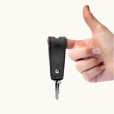 Black vegan leather keyring executive gift