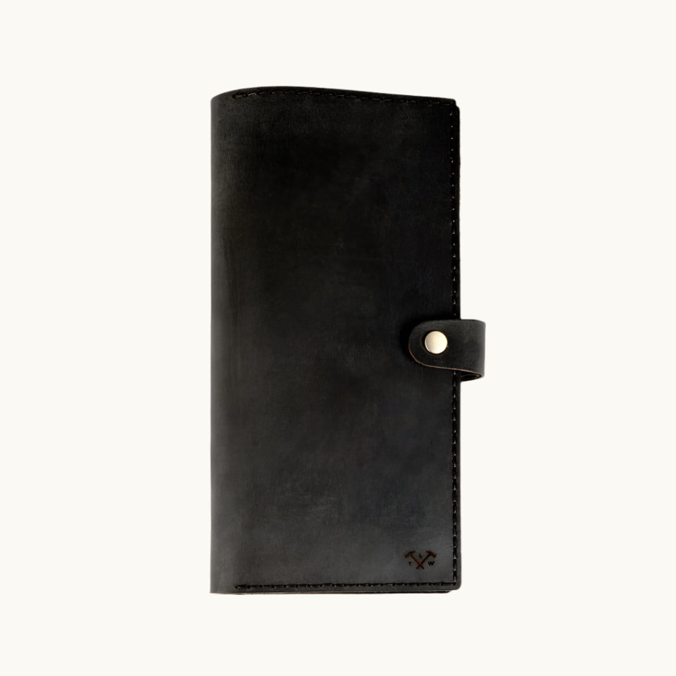Black vegan leather passport holder for corporate gifts