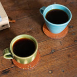 Vegan leather coasters set of 2, Fair Trade premium corporate gift