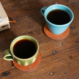 Vegan leather coasters set of 2, Fair Trade premium corporate gift